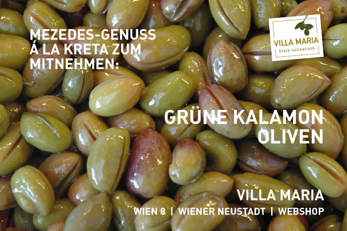 Mezedes-Genuss á la Kreta zum Mitnehmen: Grüne Kalamon-Oliven
