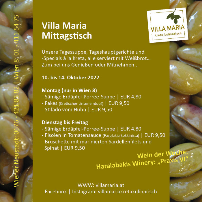 Diese Woche am Mittagstisch von Villa Maria | Kreta kulinarisch…