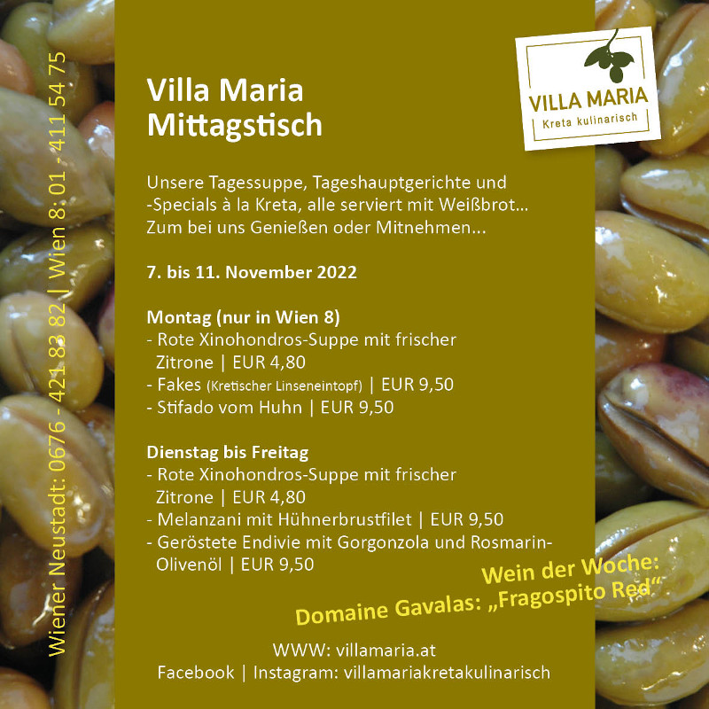 Diese Woche am Mittagstisch von Villa Maria | Kreta kulinarisch…