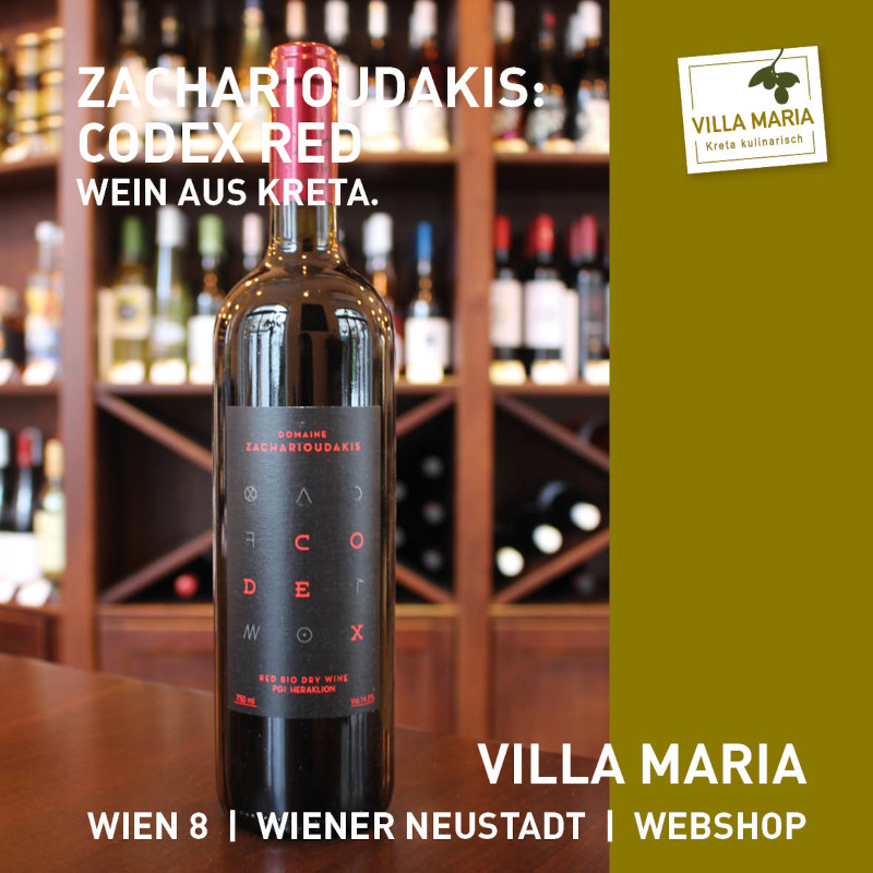 Villa Maria – Wein der Woche: Domaine Zacharioudakis – Bio-Codex Red (Cabernet Sauvignon-Merlot-Kotsifali)