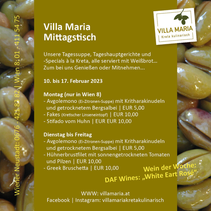 Diese Woche am Mittagstisch von Villa Maria | Kreta kulinarisch…